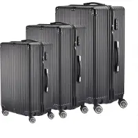 Fortuna Lai Set de valises 3-pièces (20/24/28 pouces), trolley avec 4 roues, coque dure, noir