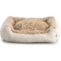 POOM Lit pour chien Shaggy - Coussin doux et lavable pour petits chiens avec choix de couleurs et de tailles (XXL - 110x90, Beige)