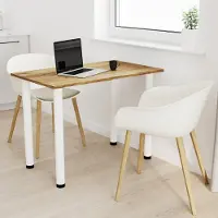 AKKE Table de salle à manger en chêne ancien avec pieds blancs LxlxH : 90x60x74 cm