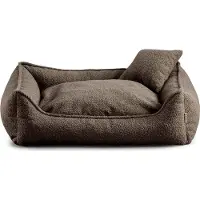 POOM Lit pour chien Bear - Coussin pour chien lavable - Petit coussin inclus - Choix de couleurs et de tailles (S - 65x55, marron)