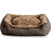 POOM Lit pour chien Shaggy - Coussin doux et lavable pour grand chien avec choix de couleurs et de tailles (XS - 55x45, marron)
