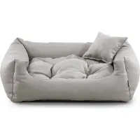 POOM Lit pour chien NEO - Lit confortable pour chien en tissu résistant, coussin pour chien durable de haute qualité (S - 65x55, gris)