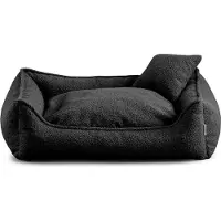 POOM Lit pour petit chien Bear - Coussin pour chien lavable - Petit coussin inclus - Choix de couleurs et de tailles (XXL - 110x90, noir)
