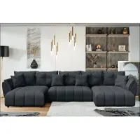 AX Living Canapé en forme de U avec fonction sommeil Antalya 382 cm gris