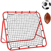 TolleTour Football Rebounder Filet Sports Kickback pour exercices Tir de foot 103 x 100 x 72 cm Rouge 5 marches réglables