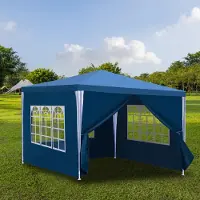 TolleTour Pavillon 3x3m, chapiteau de jardin étanche, protection UV, avec 3 parties latérales et 1 entrée, pour jardin terrasse fête, bleu