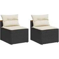 Syfax Canapés de jardin sans accoudoirs avec coussins 2 pcs noir