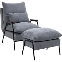 Fortuna Lai Fauteuil relax Pouf Fauteuil TV Fonction inclinable réglable Dossier Fauteuil Ottoman Coussin Chaise rembourrée Gris
