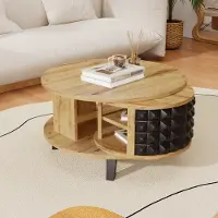 Fortuna Lai Table basse 85,2 x 80 x 45,2 cm, Table tournante, Table d'appoint avec rangement interne caché