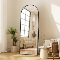 ProximaX Miroir sur pied 177x77 cm en noir - en forme d'arc, à suspendre ou à poser, utilisation flexible - Idéal pour voir tout le corps et vérifier sa tenue