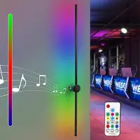 ZMH Led Applique murale intérieure RGB - 100CM Noir Musique Lampe de couloir Design moderne Dimmable avec télécommande Eclairage mural 8W pour couloir