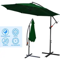 Yakimz Parasol 350cm Balcon Parasol de plage Parasol de jardin Parasol de marché, vert Parasol de terrasse avec barre de torsion, protection solaire UV30
