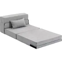 Fortuna Lai Canapé de sol, canapé rembourré, convertible en matelas, mousse, coussins, gris clair