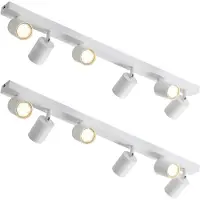 ZMH Spot LED de plafond blanc à 6 ampoules, lot de 2 spots de plafond GU10 en métal, orientables à 330°, pour salon, chambre et couloir