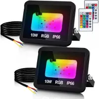 TolleTour RGB LED Spot 10W RGB projecteur RGB LED spot extérieur avec télécommande IP66 étanche pour jardin 2 pièces