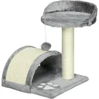Youjia Arbre à chat 46 cm Petite tour pour chat avec grotte, balle, corde en sisal, plate-forme surélevée, griffoir, arbre à grimper, pour chats jusqu'à 4 kg, gris