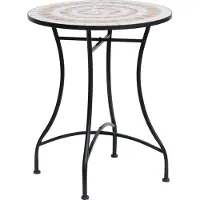 Fortuna Table de jardin Lai Table mosaïque ronde Ø60 cm, table de balcon Table d'appoint en acier et céramique orange et blanche, hauteur 71 cm pour jardin et balcon