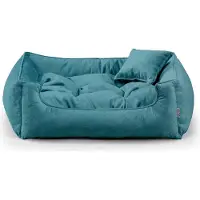 POOM Lit pour chien BASEL - Lit confortable pour chien en tissu durable, coussin confortable pour chien XS-3XL (XL-100x75, bleu mer)