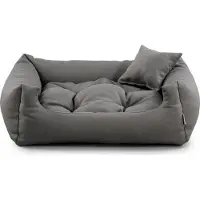POOM Lit pour chien NEO - Lit confortable pour chien en tissu résistant, coussin pour chien durable de haute qualité (M - 80x65, gris cendré)