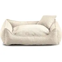 POOM Lit pour chien moyen Bear - Coussin pour chien lavable - Petit coussin inclus - Choix de couleurs et de tailles (L - 90x75, crème)