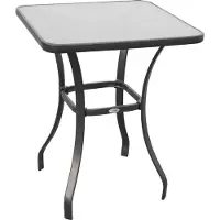 SUCCESS COURIER Table de jardin carrée avec plateau en verre, 68,5 cm, résistante aux intempéries, noire