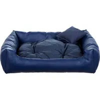POOM Lit pour chien EKO - Elégant canapé pour chien en , couchage pour chien facile d'entretien et coussin pour chien durable de haute qualité (S - 65x55, bleu foncé)