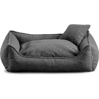 POOM Lit pour petit chien Bear - Coussin pour chien lavable - Petit coussin inclus - Choix de couleurs et de tailles (XXL - 110x90, Gris foncé)