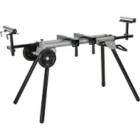 Fortuna Lai Support pour scies à tronçonner Table de travail, noir+argent, rallonge latérale 123,5-245 cm
