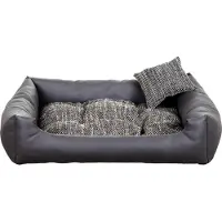 POOM Lit pour chien EKO - Elégant canapé pour chien en , couchage pour chien facile d'entretien et coussin pour chien durable de haute qualité (XL - 100x75, gris foncé)
