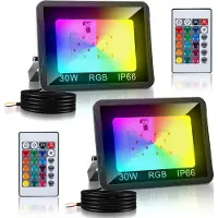 TolleTour Spot à LED 30W Spot d'extérieur RGB avec télécommande Spot à LED RGB Projecteur à LED RGB 2 pièces