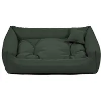 POOM Lit pour chien NEO - Lit confortable pour chien en tissu résistant, coussin pour chien durable de haute qualité (L - 90x75, 12 vert bouteille)