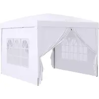 Fortuna Pavillon Lai 3 x 3 m avec 4 parois latérales et fenêtres, protection UV, sac de transport inclus, acier et tissu Oxford, blanc
