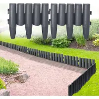 JOIEYOU Bordure de pelouse Bordure de pelouse en plastique Bordure de pelouse Bordure de tonte imitation bois Bande de bordure de pelouse flexible Palissade de jardin hauteur 15cm (Anthracite, 560cm)