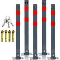 TolleTour Poteau de délimitation,5x Set,Barrière de parking pliable universelle,Poteau de délimitation de parking chaîne,y compris