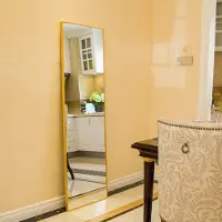 CDGlobal Miroir Grand 150x40cm miroir sur pied et miroir mural en un, miroir intégral pour le mur et le sol, Mirror in Golden moderne miroir pour le dressing, le salon, l'entrée et plus encore