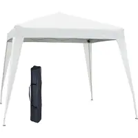 Fortuna Lai Tente pliante 2,4 x 2,4 m Tente de réception avec protection UV, pliable et portable, sac de transport inclus, pour le jardin et le balcon, acier blanc