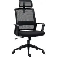 Fortuna Lai Chaise de bureau Chaise de bureau ergonomique avec accoudoirs, appui-tête réglable, chaise pivotante en maille réglable en hauteur avec fonction bascule, noir