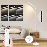 ZMH Lampadaire Salon Lampadaire LED à intensité variable 11W Blanc 3000K-6000K Lampe de lecture Rotation 360° Contrôle tactile Minuterie Lampe de sol avec télécommande pour bureau chambre à coucher