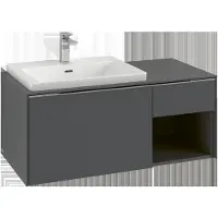 Villeroy & Boch Subway 3.0 armoire sous lavabo, éclairage LED, 2 tiroirs, lavabo à gauche, élément d'étagère en bas à droite, 1001x422,5x516mm, C572L1AB