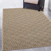 Carpetia Tapis d'extérieur robuste et résistant aux intempéries - motif en losange beige/noir Taille - 160 x 230 cm
