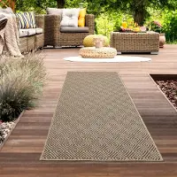 Carpetia Tapis d'extérieur robuste et résistant aux intempéries - motif en losange beige/noir Taille - 60 x 180 cm