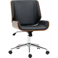 Fortuna Lai Chaise de bureau rétro, chaise de bureau réglable en hauteur en bois, chaise pivotante avec fonction d'inclinaison, noir