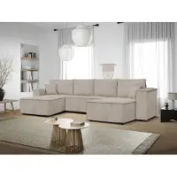 MargaretHadas24 Canapé d'angle Passio en U avec fonction couchage et coffre de rangement Livraison à domicile 366 cm (Poso 02 - cappuccino, marron clair)