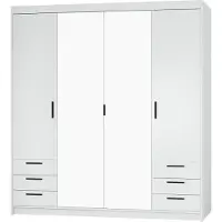 AX Living Armoire blanche avec miroir Storicos 4P6T 176,3 cm Grande taille