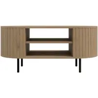 AX Living Table basse Halay chene Cremona, structure rainurée moderne 100 cm, avec bords arrondis