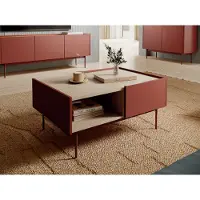 Emporius Furniture Table basse 100 cm Laris - Loft, 2 tiroirs - Table de salon, pieds métal (Ceramic Red)