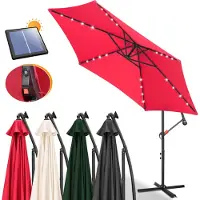 HENGDA Parasol Parapluie de jardin Pavillon avec éclairage LED 300cm - Rouge