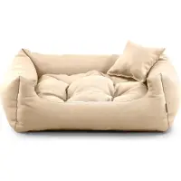 POOM Lit pour chien NEO - Lit confortable pour chien en tissu résistant, coussin pour chien durable de haute qualité (M - 80x65, Beige)