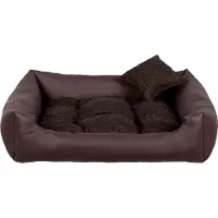 POOM Lit pour chien EKO - Elégant canapé pour chien en , couchage pour chien facile à entretenir et coussin pour chien durable de haute qualité (S - 65x55, marron)