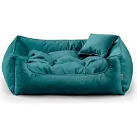 POOM Lit pour chien BASEL - Lit confortable pour chien en tissu durable, coussin confortable pour chien XS-3XL (3XL-130x110, émeraude)